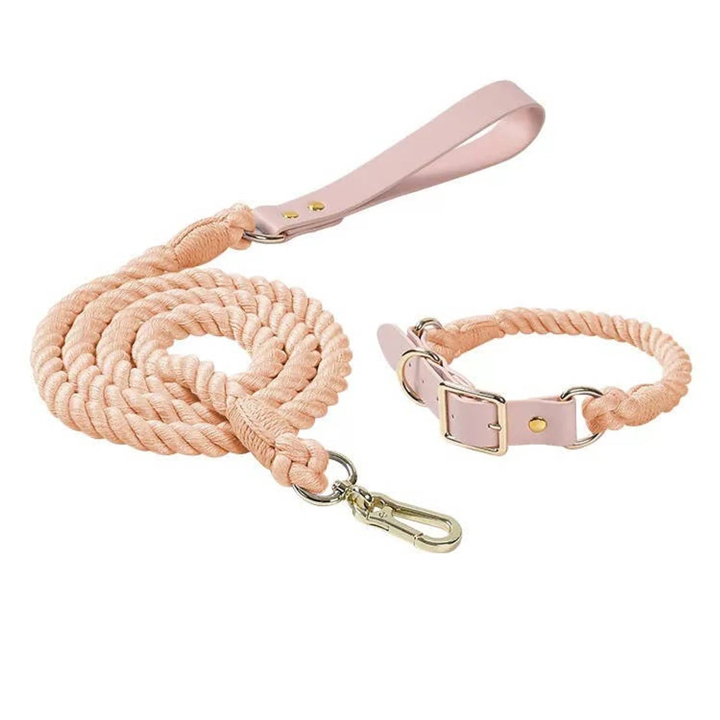 Luxe Royal Leather Rope Leash and Collar Set - Size: | Pack Of: 1